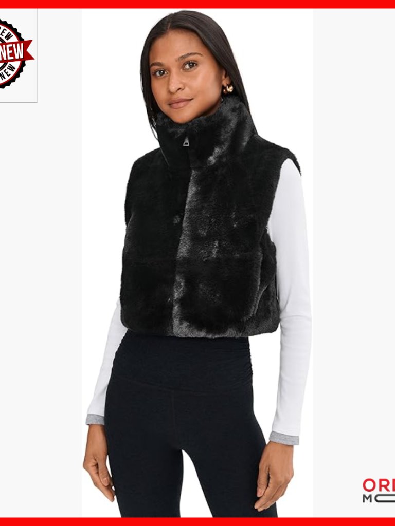 Faux Fur Vest With Zipper Front And Princess Pockets, Relaxed Fit